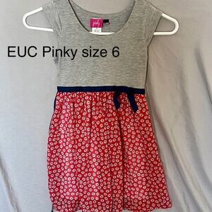 Pinky Kids Red and Gray Floral Dress